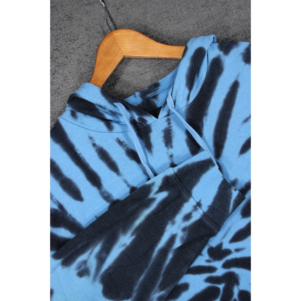 Edgar + Ash Mens Blue Black Tie Dye Hoodie Sweatshirt Large RN 48711